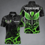Personalized Black Green Darts Arrow Wings Dart Shirts For Men Custom Dart Jerseys Team Outfit TDM4041