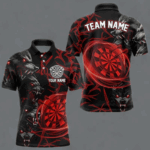 Personalized Wolf Dart Shirts For Men Custom Lights Dartboard Darts Team Jerseys |Red TDM4038