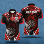 Personalized Dragon Dart Shirts For Men – Custom Thunder Red Darts Team Jerseys Polo & Quarter Zip TDM4037
