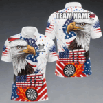 American Flag Eagle Dart Shirt For Men – 3D Dartboard Fire Flame Custom Patriotic Dart Team Jersey TDM4036