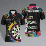 Funny Dartboards Colorful Paint Aim Shoot Swear Repeat Custom Men Darts Shirt, Dart Jerseys |Black TDM2778
