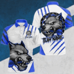 Blue And White Custom Claw Wolf Dart Shirts For Men, Dart Team Shirt Polo & 1/4 Zip, Dart Jerseys TDM4032