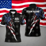 American Flag Scratch Darts Shirt For Men Custom Patriotic Dart Team Jersey Polo & 1/4 Zip TDM4031