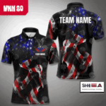 Custom Men's Dart Shirts American Flag Smoke Darts Polo & Quarter Zip, Patriotic Darts Jerseys TDM4029