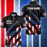 Personalized American Flag Patriotic Dart Shirts For Men – Darts Team Jerseys Polo & 1/4 Zip|Black TDM4025