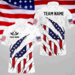 Personalized American Flag Patriotic Dart Shirts For Men – Darts Team Jerseys Polo & 1/4 Zip|White TDM4024