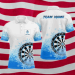 Blue Icy Frozen Darts Shirts With Pocket For Men Custom Darts Team Jerseys TDM4035