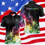 Rainbow Colorful Light Icy Men Darts Polo & Quarter Zip Custom Dart Shirts For Team Dart Jerseys TDM3996