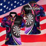 Funny Colorful Neon Swirl Pattern Custom Dart Shirts For Men, Team Polo & Quarter Zip Dart Jerseys TDM3994