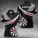 Personalized US Flag Tribal Dart Shirts For Men Custom Team Polo & Quarter Zip Dart Jerseys TDM3992