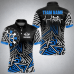 Personalized Darts Heartbeat Zig-Zag Pattern Custom Dart Shirts For Men, Dart Team Jersey|Blue TDM3984