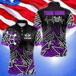 Personalized Darts Heartbeat Zig-Zag Pattern Custom Dart Shirts For Men, Dart Team Jersey|Purple TDM3983