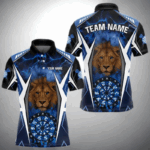 Blue Camo Dartboard Lion Dart Shirts For Men Custom Polo & Quarter Zip Team Darts Jerseys TDM3980