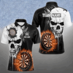 Personalized Grunge Skull Crack Wall Men Dart Shirts Custom Darts League Team Jerseys |Orange TDM3975