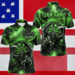 Custom Green Grim Reaper Dart Shirt Thunder Lightning Men Jersey With Pocket TDM3968