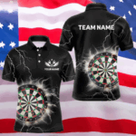 Custom Dartboard Thunder Lightning Dart Shirts For Men | Darts Polo & 1/4 Zip Team Jerseys TDM3961
