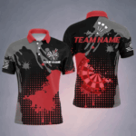 Personalized Grunge Paint Darts Polo & 1/4 Zip Shirts For Men, Best Darts Shirts Team Jersey |Red TDM2386