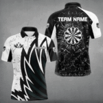 Personalized Black White Break Glass Dart Shirts For Men Custom Wings Dart Jersey Polo & 1/4 Zip TDM3881