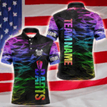 Custom Rainbow Flame Smoke Darts Shirts With Pocket For Men, Dart Team Jersey TDM3886