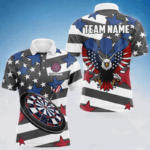 Patriotic American Flag Eagle Dart Shirts For Men Custom Darts Jerseys Team Polo & 1/4 Zip TDM3883