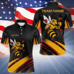 Custom Dart Jerseys Yellow Black Funny Bee Dart Shirts With Pocket For Men TDM3879