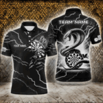 Custom Men's Dart Shirt – Black & White Lightning Cobra Design – Personalized Dart Team Jersey TDM3882