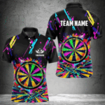 Colorful Neon Darts Shirts For Men Custom Darts Jerseys Polo & 1/4 Zip, Darts Team Shirt TDM3878