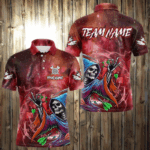 Death Skeleton Red Galaxy Funny Dart Shirts For Men Custom Darts Jerseys Outfit, Darts Gifts TDM3880