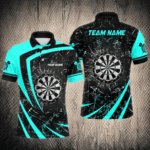 Personalized Turquoise Break Glass Dart Shirts For Men Custom Funny Dart Jerseys Polo & 1/4 Zip TDM3876