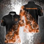 Orange And Black Light Icy Men Darts Polo & Quarter Zip Custom Dart Shirts For Team Dart Jerseys TDM3873