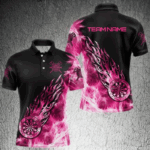 Pink And Black Light Icy Men Darts Polo & Quarter Zip Custom Dart Shirts For Team Dart Jerseys TDM3872
