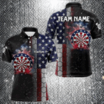 American Flag Smoke Dartboard Hexagon Grunge Dart Shirts For Men Custom Team Patriotic Dart Jersey TDM3868