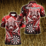 Personalized Thunder Lightning Tiger Dart Shirts For Men Custom 3D Dart League Team Jersey|Red TDM3861