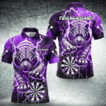 Personalized Thunder Lightning Tiger Dart Shirts For Men Custom 3D Dart League Team Jersey|Purple TDM3860