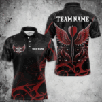 Personalized Red Black Arrow Wings Dart Shirts For Men Team Darts Jerseys TDM3839