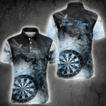 Black And Blue Smoke Dart Shirts For Men Custom Dart Jersey Polo & 1/4 Zip TDM3838