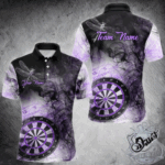 Black And Purple Smoke Dart Shirt For Men Custom Dart Jersey Polo & 1/4 Zip TDM3837