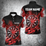 Personalized Red Dartboard Thunder Storm Lighting Dart Shirts For Men Custom Team Dart Jerseys TDM3812