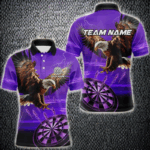 Personalized Purple Dartboard Eagle Darts Shirts For Men Custom Team Darts Jersey Polo & 1/4 Zip TDM3809