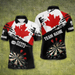 Personalized Grunge Canada Flag Dart Polo Shirts For Men Custom Patriotic Canadian Dart Jerseys TDM1187