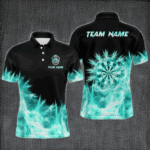 Icy Turquoise Light Mens Darts Polo & Quarter Zip Shirts Custom Dart Shirts For Team Darts Jerseys TDM2577