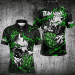 Personalized Wolf Lightning Darts Polo & Quarter Zip Custom Dart Shirts For Men Darts Jersey |Green TDM3773
