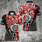 Personalized Red Camo Skull Dart Shirts For Men Custom Funny Skull Dart Jerseys Polo & 1/4 Zip TDM3770