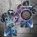 Blue And Purple Galaxy Thunder Lightning Dart Shirts For Men Custom Dart Jerseys Polo & 1/4 Zip TDM3768