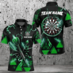 Green Darts Arrow Thunder Lightning Dart Shirts For Men Custom Dart Team Jerseys Polo & 1/4 Zip TDM3766