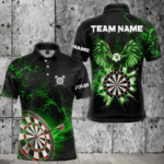 Black Green Dartboard Thunder Lighting Eagle Dart Shirts For Men Custom Dart Jersey Polo & 1/4 Zip TDM3763