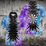 Personalized Blue And Purple Dartboard Icy Men Dart Shirts Custom Dart Jerseys Polo & 1/4 Zip TDM3758