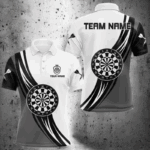 Personalized Black White And Grey Dartboard Crown Dart Shirts For Men Custom Darts Team Jerseys TDM3750