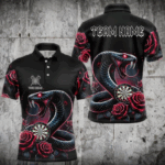 Personalized Rose And Dartboard Custom Cobra Snake Dart Shirt For Men, Dart Jerseys Polo & 1/4 Zip TDM3749