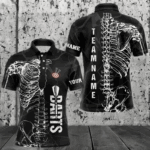 White Skeleton Custom Black Grunge Darts Polo & 1/4 Zip, Funny Dart Shirts For Men Dart Jerseys TDM3746